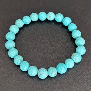 Natural Crystal Turquoise 8mm Gemstone Stretch Bracelet 7”